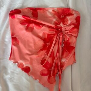 SHEIN Red and Pink Blouse with Bow Detail